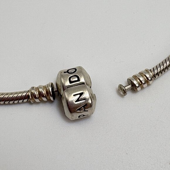 VTG Pandora ALE Serpentine Link Slide Charm Chain Bracelet Size 9" Length - Picture 9 of 12